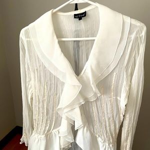 Ruffle accent sheet white blouse